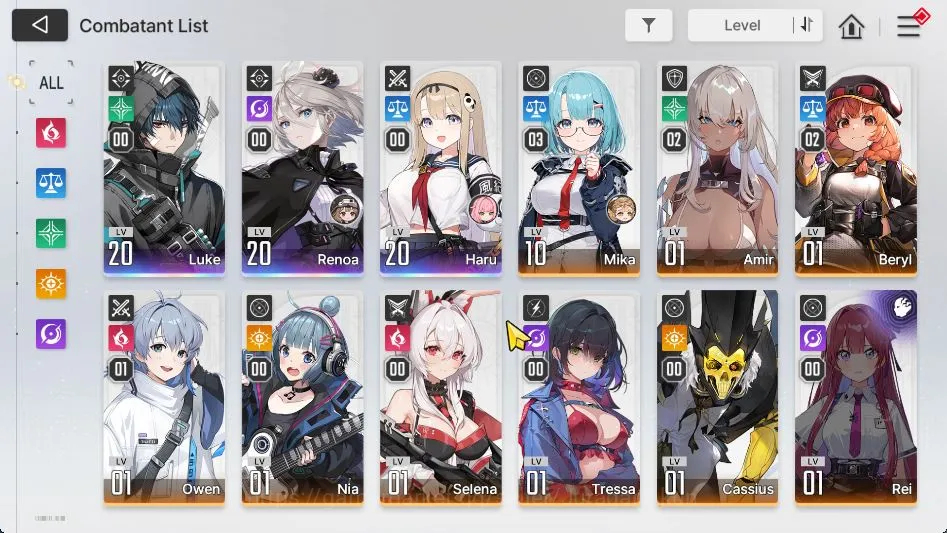 Chaos Zero Nightmare Accounts GLOBAL|Lv 12|Starter|3 SSR (Haru,Luke,Renoa) + 9 SR (AmirM2,BerylM2,MikaM3,Etc) + 7 SR 5