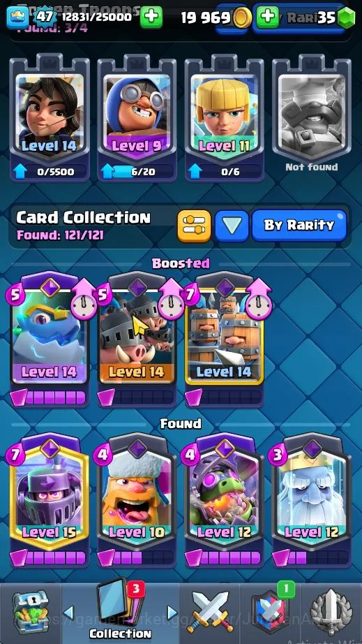 Clash Royale Accounts High-End Lvl47|Trophy 9535|Limited Skin|KTL 14|Card 121|13 EVO,8 Champion,21 Legend,33 Epic,30 Rare,29 4