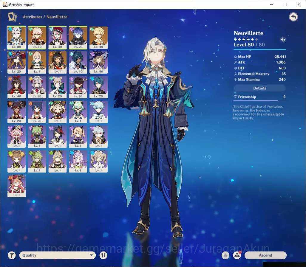 Genshin Impact Accounts Mid Game ASIA|AR50| 3 Limited + 3 [5 Star's Weapon] Neuvillette+SignR2,Kazuha,Flins |MC Male|Take 4