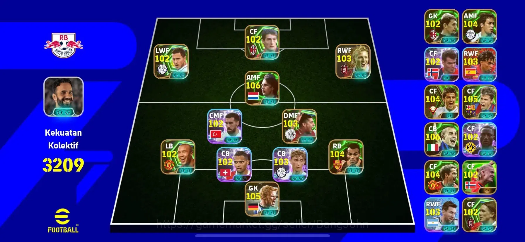 eFootball Accounts Legends & Iconic Players Mobile|PW 3209|Farnk Rijkaard BigT,Johan Cruyff Epic,Javier Saviola Epic,Oliver 1