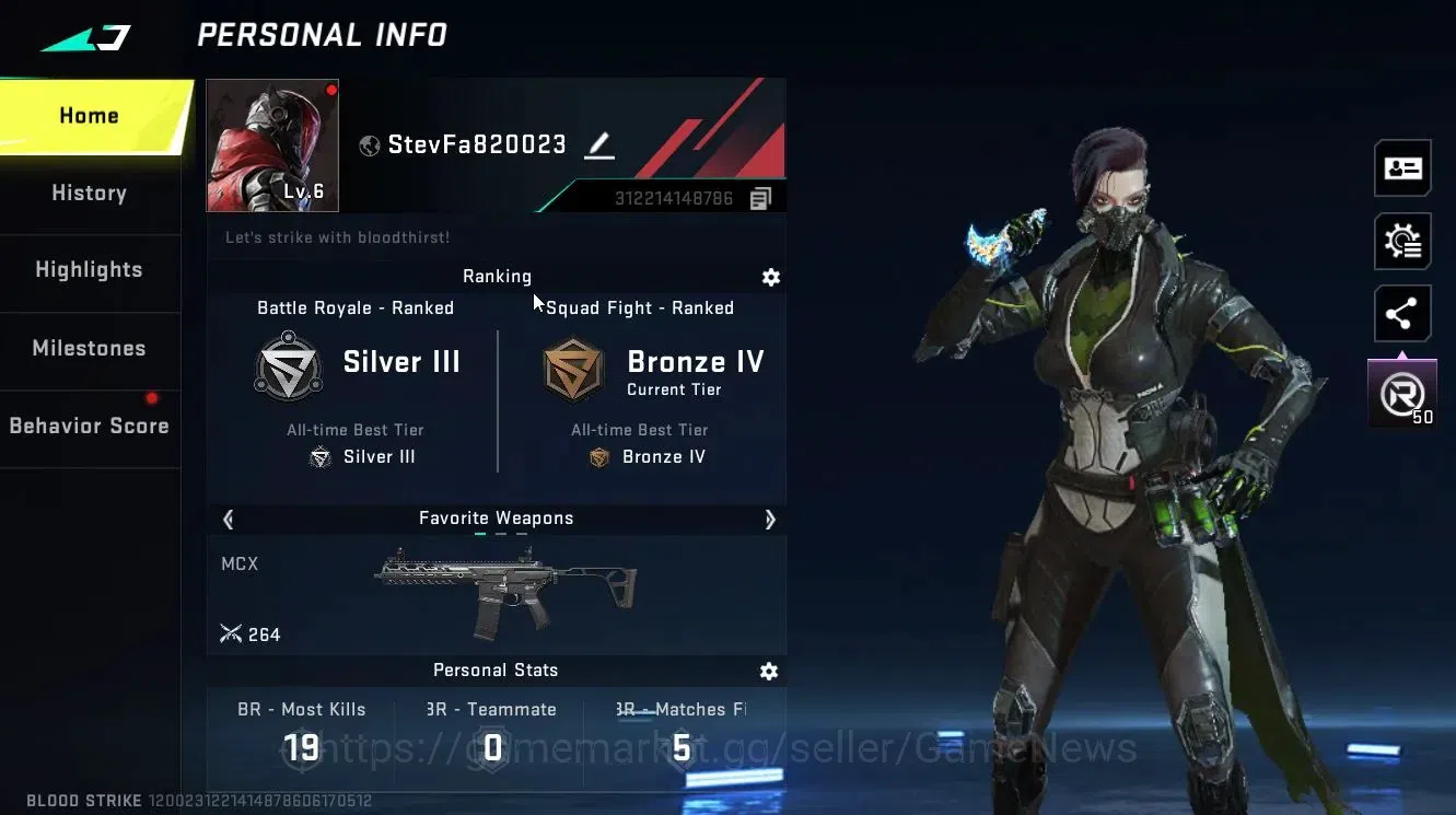 Blood Strike Accounts ASIA|Collab TOKREV[MCX-Worst Future]|ULTRA Melee[T image 2