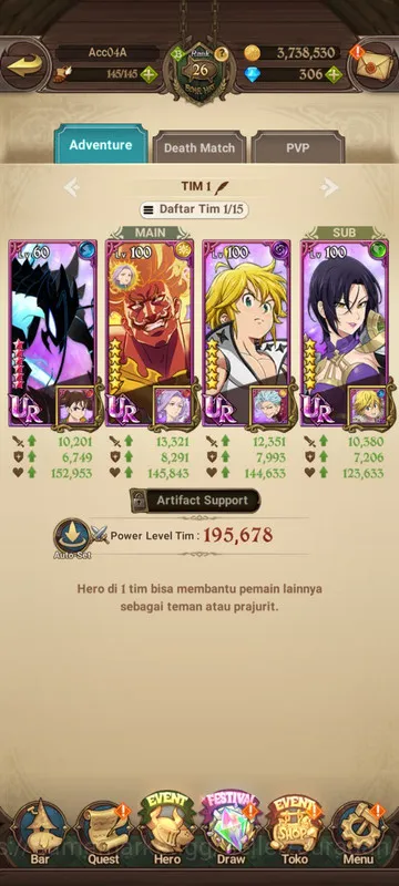 The Seven Deadly Sins: Grand Cross Accounts Starter Asia |1.3M CC| 1LR + 2UR + Collab Beru + 306 Gems (Elizabeth, Demon 3