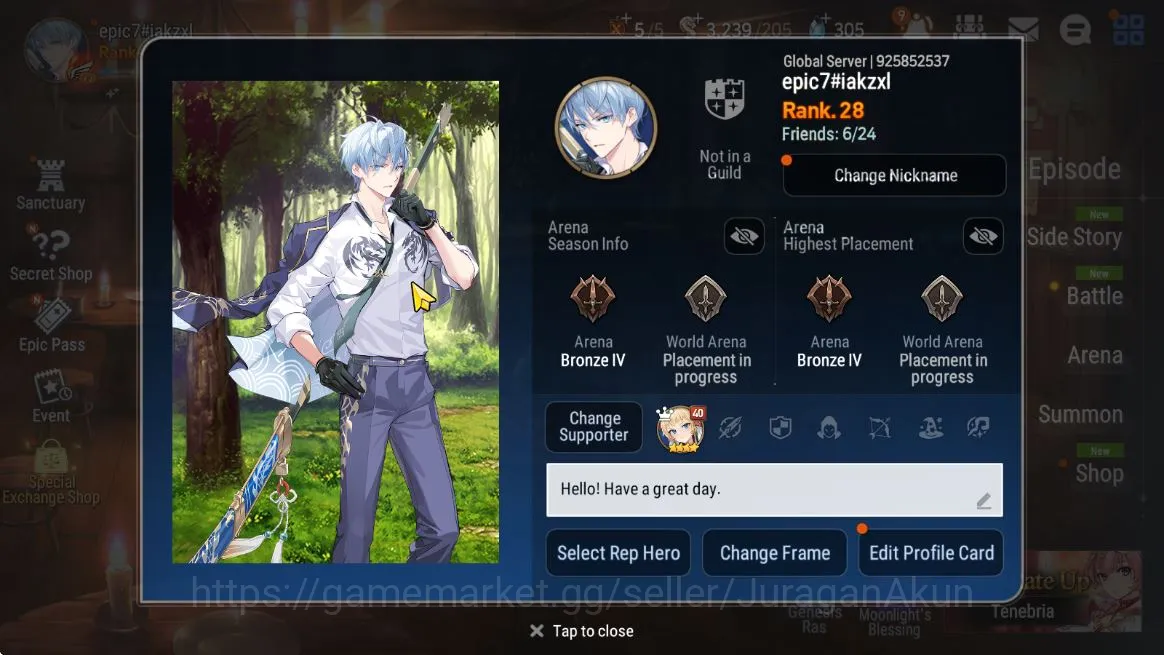 Epic Seven Accounts Starter Global Unverif|Best Starter|Low Progress|3 ML(Successor Taeyou,Desert jewel 5