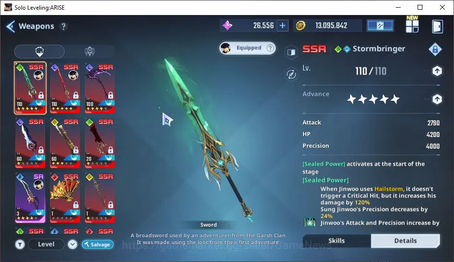 Solo Leveling: ARISE Accounts 655k Power + 26k 8