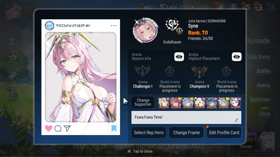 ASIA Verif|27 ML(ATywin,BM Haste,DB Senya,LW Peira,NMLuna,Etc)+Many Collab+All Hunt|Many Rss|281 Speed NM Luna|Log Stove(ES3094) Epic Seven Mid-Tier ASIA Verif|27 ML(ATywin,BM Haste,DB Senya,LW Peira image 1