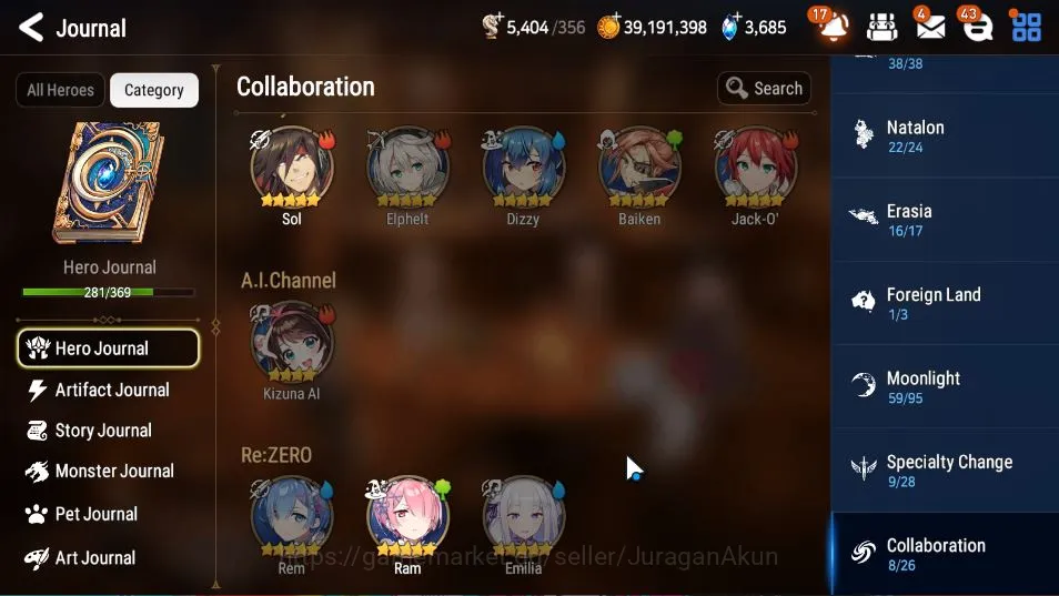 Epic Seven Accounts Mid-Tier ASIA Verif|27 ML(ATywin,BM Haste,DB Senya,LW Peira,NMLuna,Etc)+Many Collab+All Hunt|Many 5