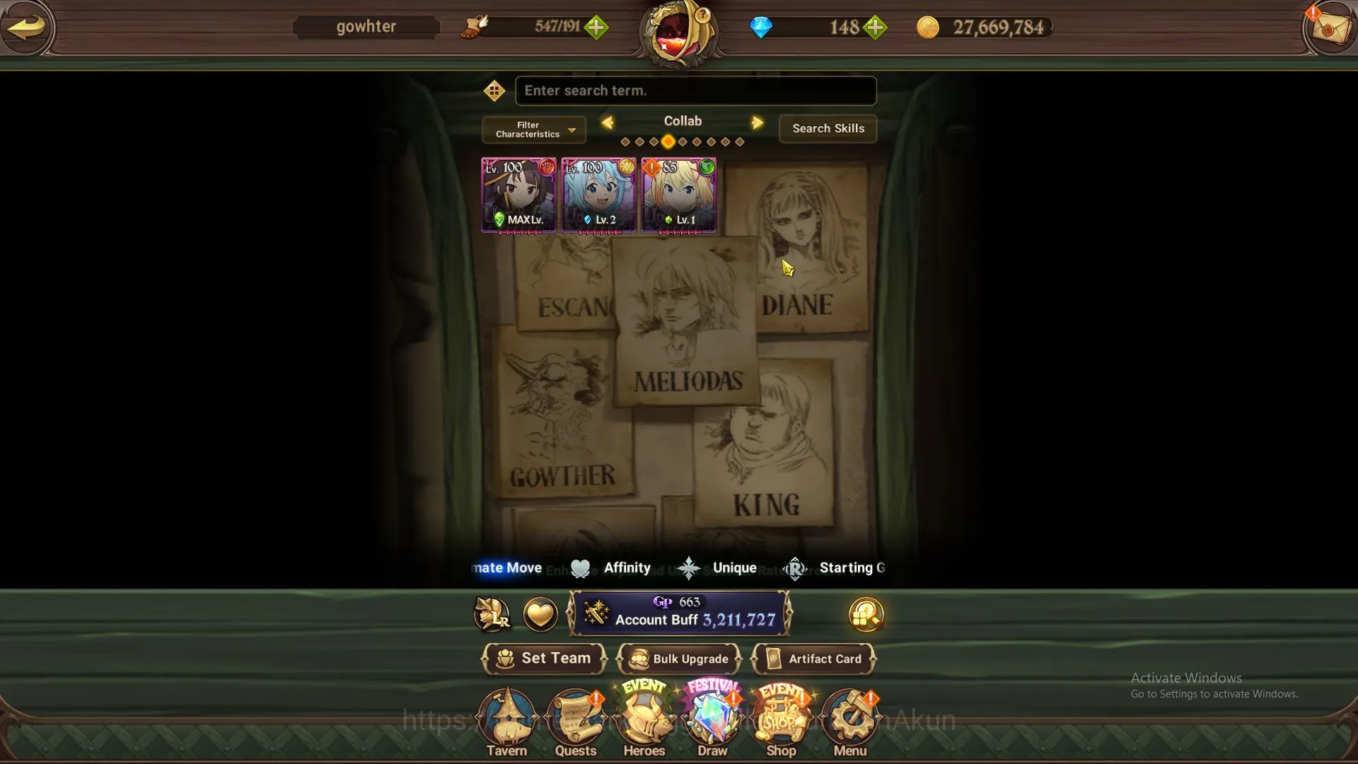The Seven Deadly Sins: Grand Cross Accounts Midgame ASIA|3,2M CC|2 LR+7 UR+Full Collab Konosuba+148 5