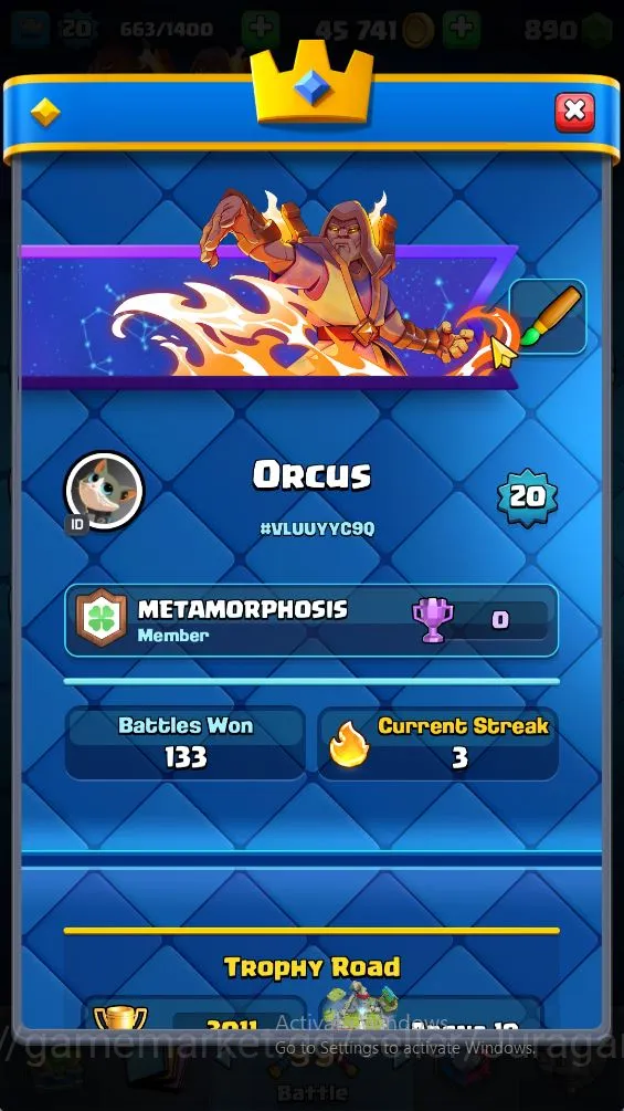 Lvl 20|Trophy 3011|KTL 8|Card 53| 2 EVO, 13 Epic, 19 Rare, 21 Common | 890 Gems |Take Email(CR1111) Clash Royale Starter Lvl 20|Trophy 3011|KTL 8|Card 53| 2 EVO, 13 Epic, image 1