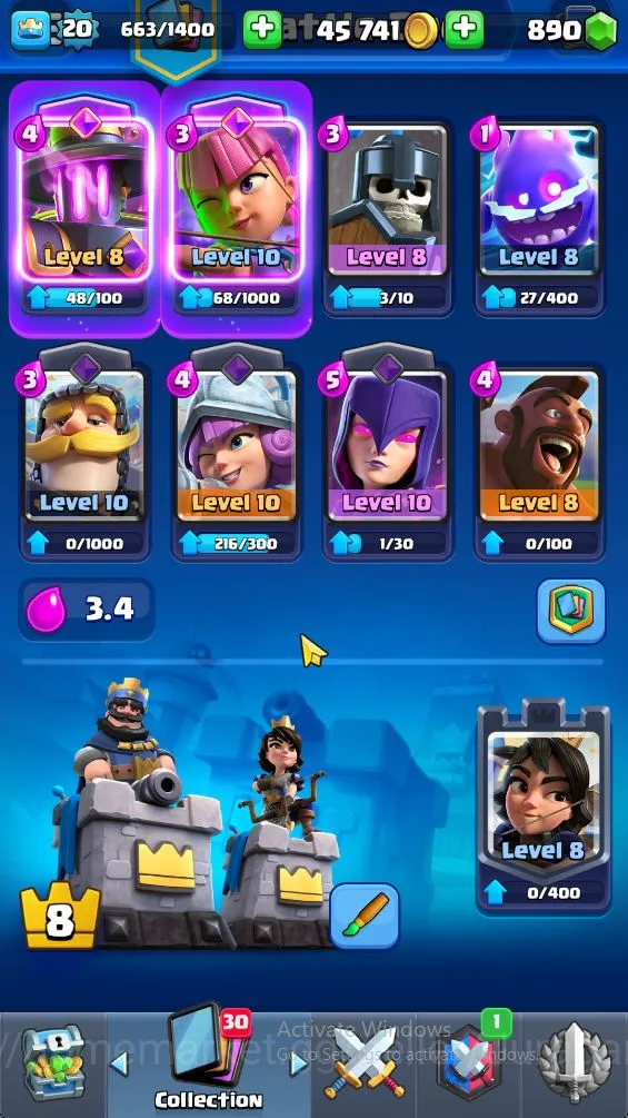 Clash Royale Accounts Starter Lvl 20|Trophy 3011|KTL 8|Card 53| 2 EVO, 13 Epic, 19 Rare, 21 Common | 890 Gems |Take 2