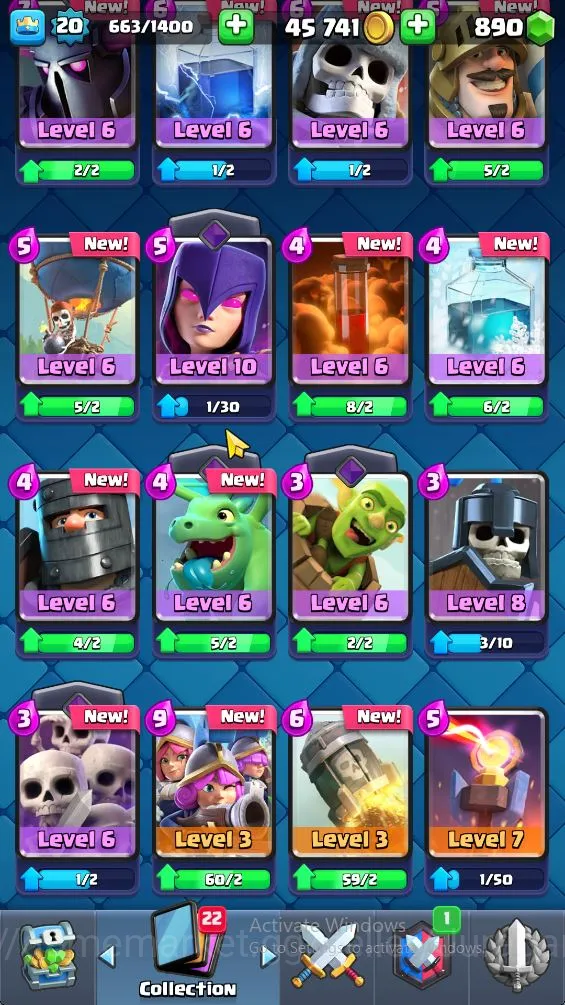 Clash Royale Accounts Starter Lvl 20|Trophy 3011|KTL 8|Card 53| 2 EVO, 13 Epic, 19 Rare, 21 Common | 890 Gems |Take 4