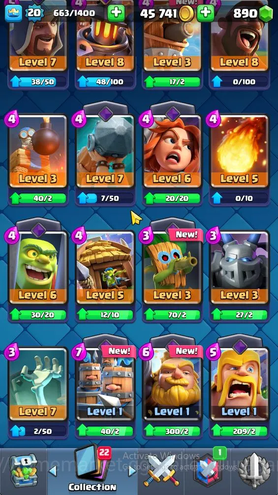 Clash Royale Accounts Starter Lvl 20|Trophy 3011|KTL 8|Card 53| 2 EVO, 13 Epic, 19 Rare, 21 Common | 890 Gems |Take 5