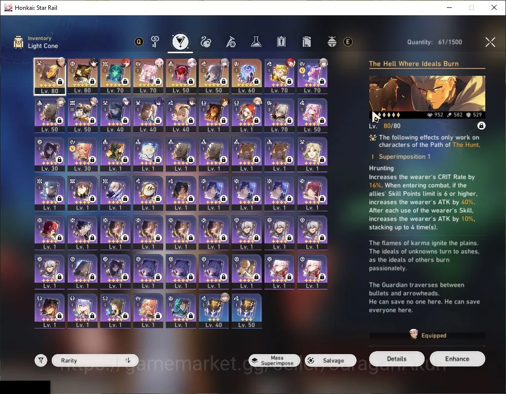 Honkai Star Rail Accounts Mid Game Asia |TL 63|5 limited|[Archer E2+Sign,3B E1,Dante+Sign,Hyacine+Sign] Ruan 5