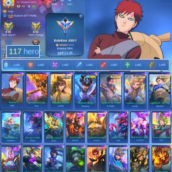 Mobile Legends: Bang Bang Accounts Others HERO 117 SKIN 187 | EMBLEM ALL MAX VALE GARA| EPIC URANUS | EPIC VALE | HERO GOOD