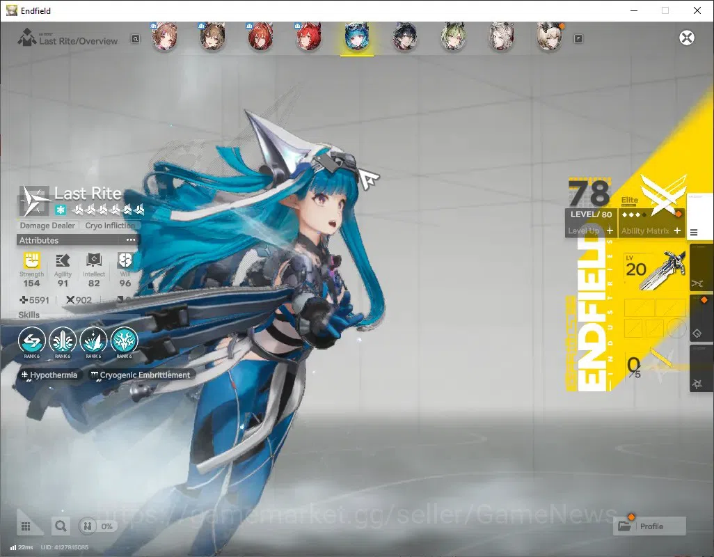 Arknights: Endfield Accounts ASIA|Lv 51|7 SSR(2 Limit)+14(*6 Weap)|(Laevatain,Gilberta)+Sign,Last 7