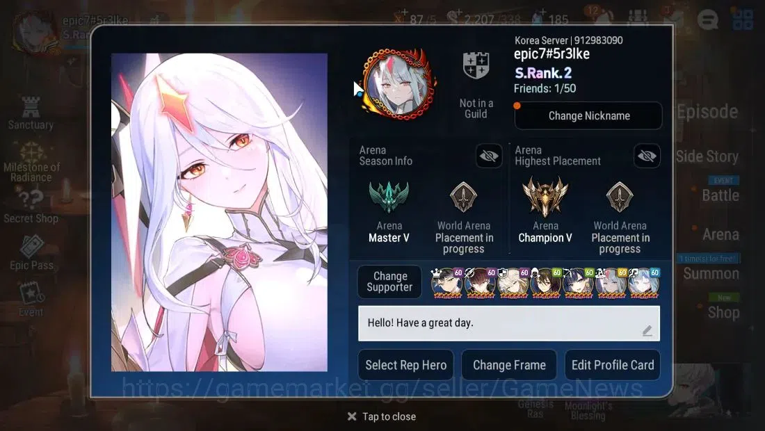 Epic Seven Accounts Korea|Verif|18 ML(NMLuna,RoLight,Zio,Harsetti,etc) image 2