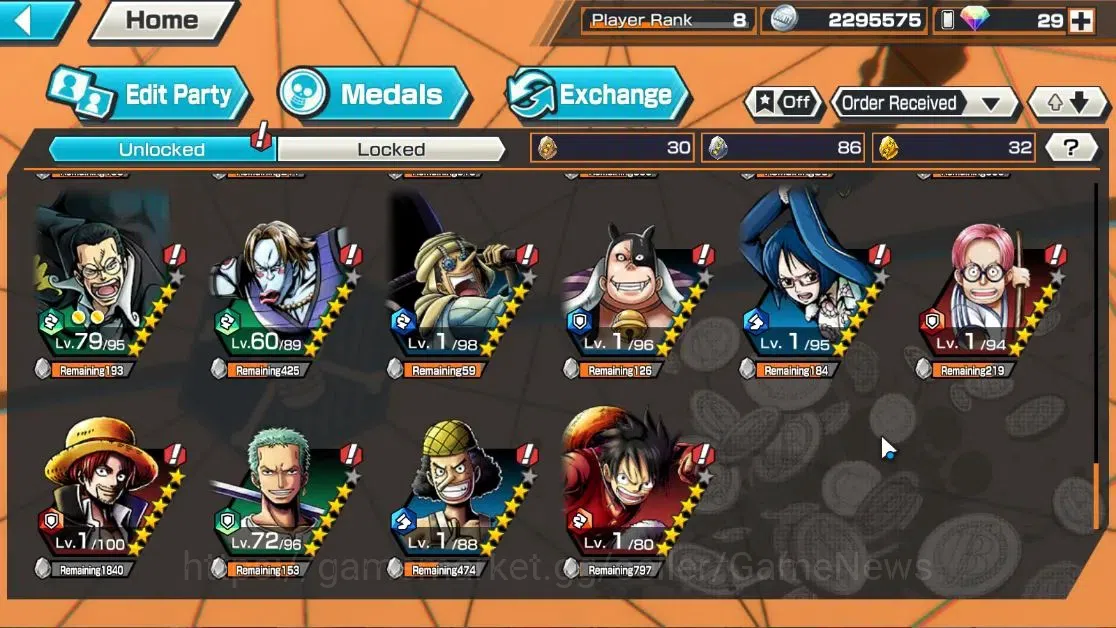 One Piece Bounty Rush Accounts High-End Global|4EX|TSCA Kaido,4Emperor Teach,Flame Emperor Sabo,BLackbeard Pirate Kuzan|Rank 9