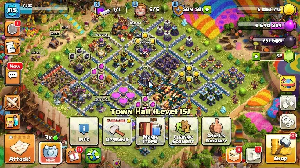 Clash of Clans Accounts High-End LV 115|TH 15-BH 7|HH 9|Limited Skin|BK 48,AQ 48,GW 25,MP 34,RC 24,DD 1|Painter Scenery|CN 1