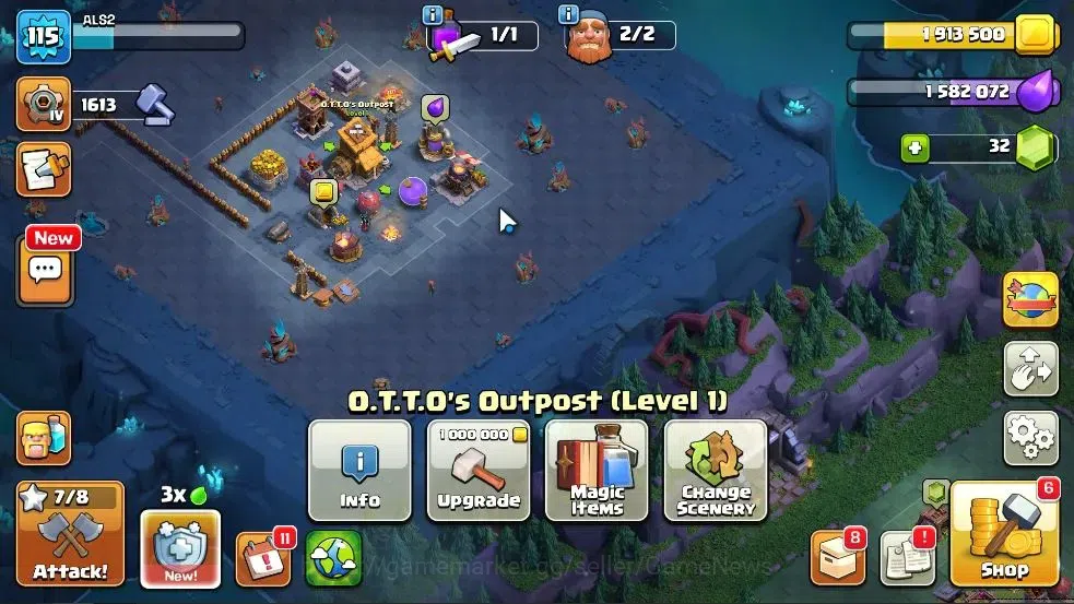 Clash of Clans Accounts High-End LV 115|TH 15-BH 7|HH 9|Limited Skin|BK 48,AQ 48,GW 25,MP 34,RC 24,DD 1|Painter Scenery|CN 16
