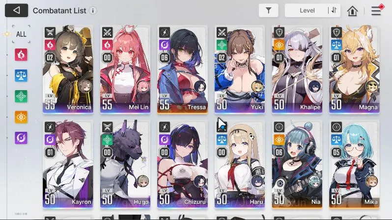 Chaos Zero Nightmare Accounts Asia Lv52|11 SSR(VeroM3,MeiLin,YukiM2,KhalipeM1,MagnaM1,KayronM1,Hugo,Chizuru,Haru,Rin,Orlea 4