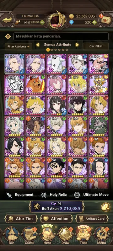 Asia |3M CC| 1LR + 6UR + Collab TOG + 520 Gems (Ludociel3/6,Mael2/6,EliMeli3/6,Escanor,DKM3/6 & etc) |Unlinked|CheckSS(SDS1319) The Seven Deadly Sins: Grand Cross Accounts Midgame Asia |3M CC| 1LR + 6UR + Collab TOG + 520 Gems