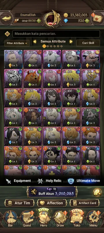 The Seven Deadly Sins: Grand Cross Accounts Midgame Asia |3M CC| 1LR + 6UR + Collab TOG + 520 Gems 4