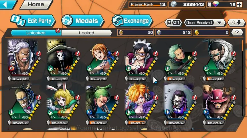 One Piece Bounty Rush Accounts Global | 4 META EX | Gol D Roger,Kuzan,Yamato,Saka image 3