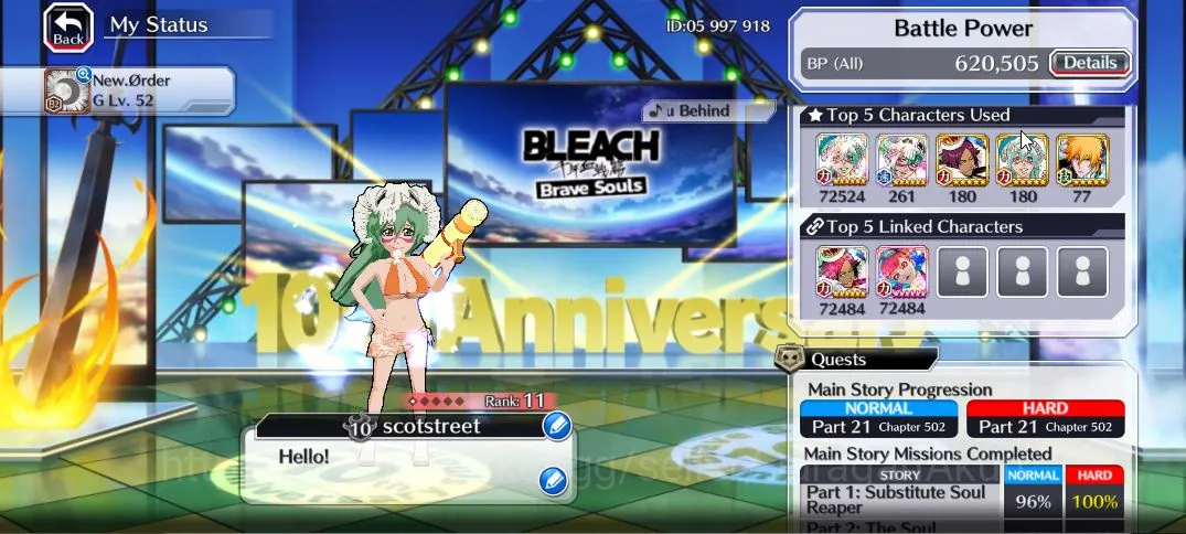 Bleach: Brave Souls Accounts Mid-Tier FLASH! [GLOBAL]|47K Orb|Ichigo 10th,Ichigo 9th,Nelliel 10th Art,V2 6