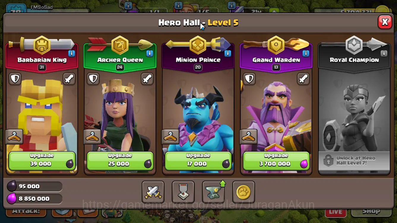 Clash of Clans Accounts Mid-Tier TH11-BH5 Lvl 78 |Thropy 1015| HH5 |BK31-AQ24-GW13-MP20-RC0|Free CN ON|Protect Off|Take 6