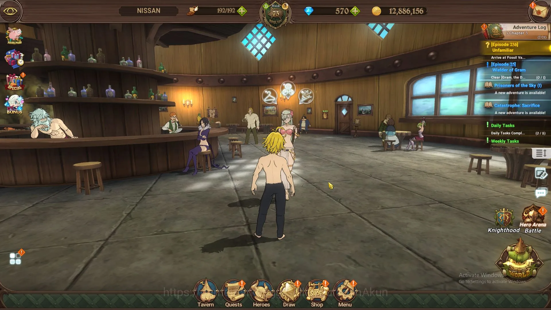 The Seven Deadly Sins: Grand Cross Midgame ASIA|2,8M CC|2LR + 5UR + Collab Konosuba + 570 Gem image 1