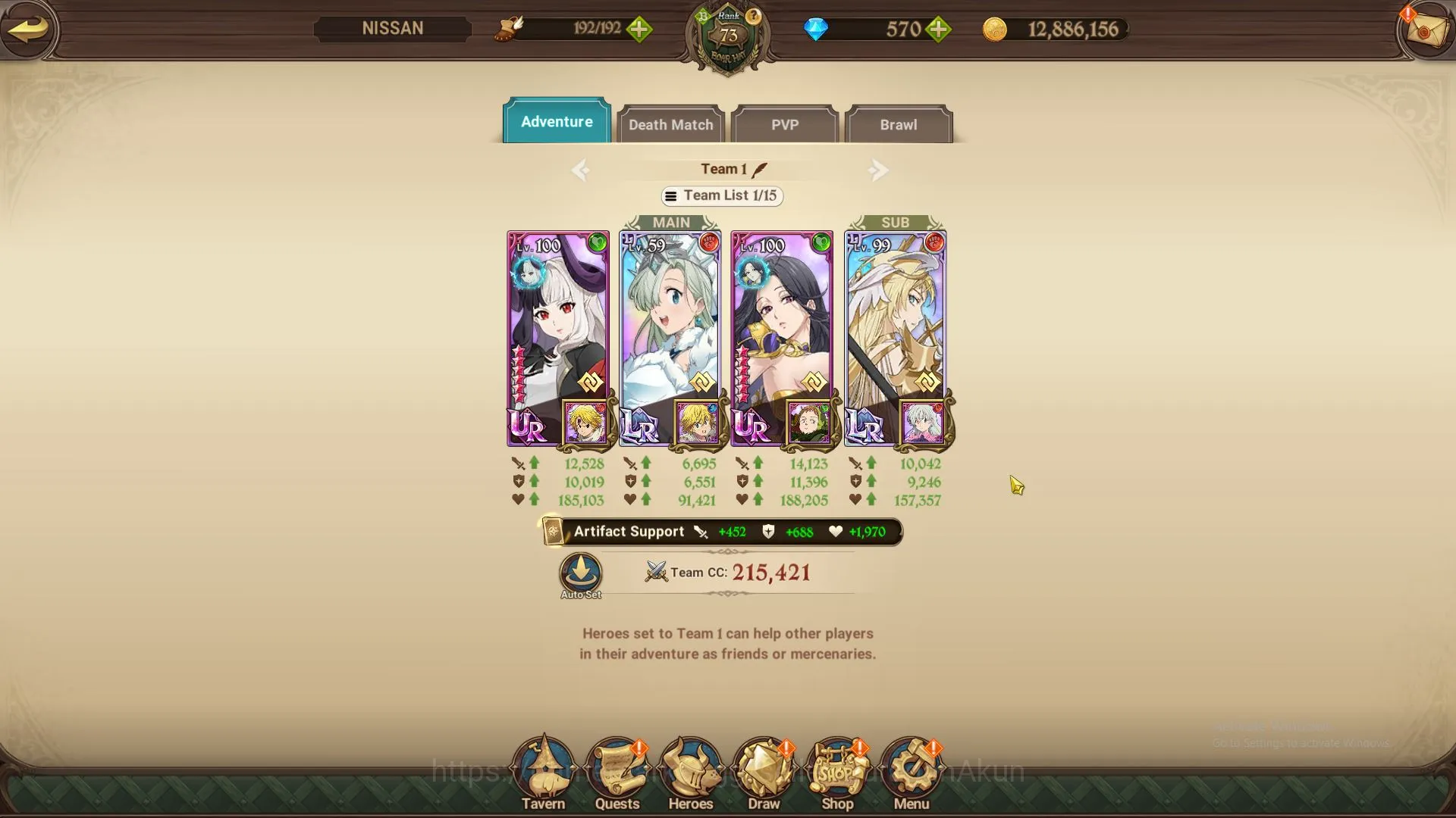 The Seven Deadly Sins: Grand Cross Accounts Midgame ASIA|2,8M CC|2LR + 5UR + Collab Konosuba + 570 4