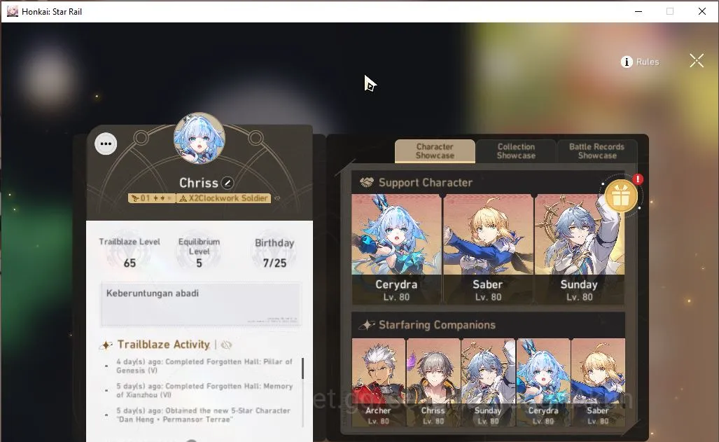 Honkai Star Rail Mid Game ASIA [TL65] 6 Limited (Saber,Archer)+Sign, [Sunday image 1