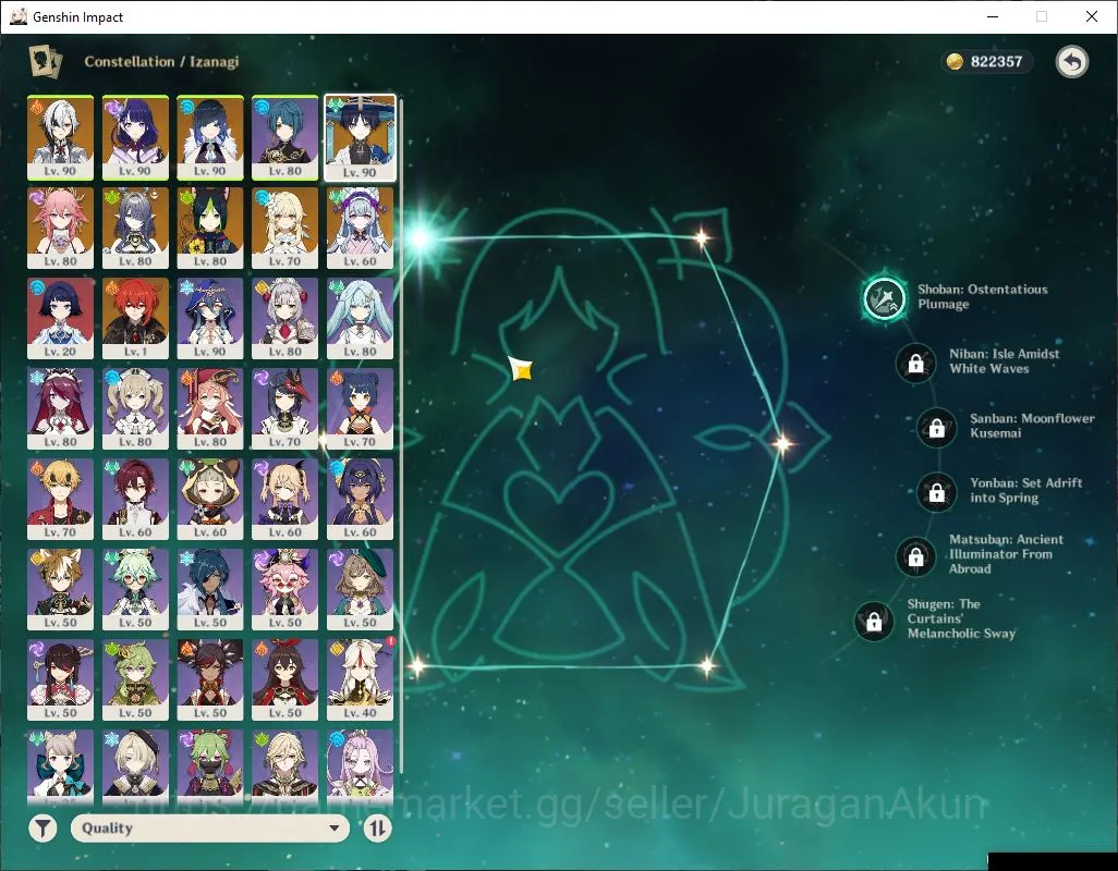 Genshin Impact Accounts Mid Game ASIA|AR 56|6 Limited + 2 [5* Weapon]|[Wanderer C1,Arlecc,Raiden,Yelan,Yae Miko,Lauma]|IF 2