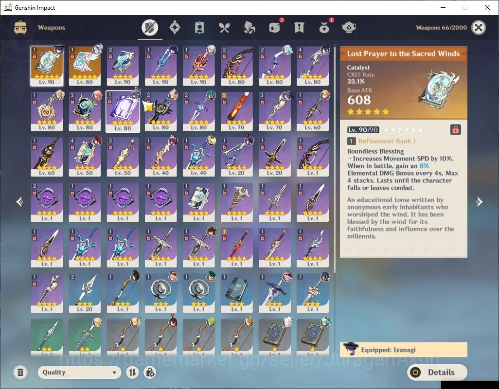 Genshin Impact Accounts Mid Game ASIA|AR 56|6 Limited + 2 [5* Weapon]|[Wanderer C1,Arlecc,Raiden,Yelan,Yae Miko,Lauma]|IF 4