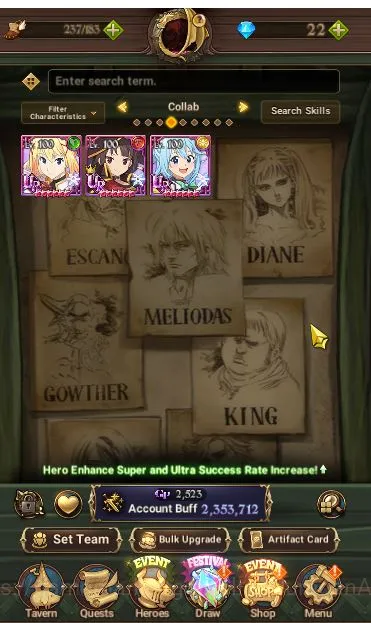 The Seven Deadly Sins: Grand Cross Accounts Midgame Asia|2,3M CC|1 LR+5 UR Collabs|Elizabeth,Demon 10