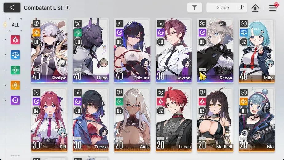Chaos Zero Nightmare Accounts GLOBAL|Lv 33 |5 SSR[Chizuru,KhalipeM1,Hugo,Kayron,Renoa]+9 SR[MikaM2,ReiM4<AmirM5Etc]+23 SSR 2