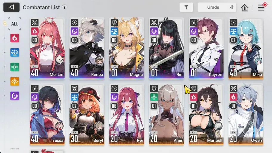 Chaos Zero Nightmare Accounts ASIA Lv 30|5 SSR (Mei Lin,Kayron,Renoa,Magna,Rin)+8 SR(MikaM2,BerylM2,ReiM6,Etc)+7 SR 3