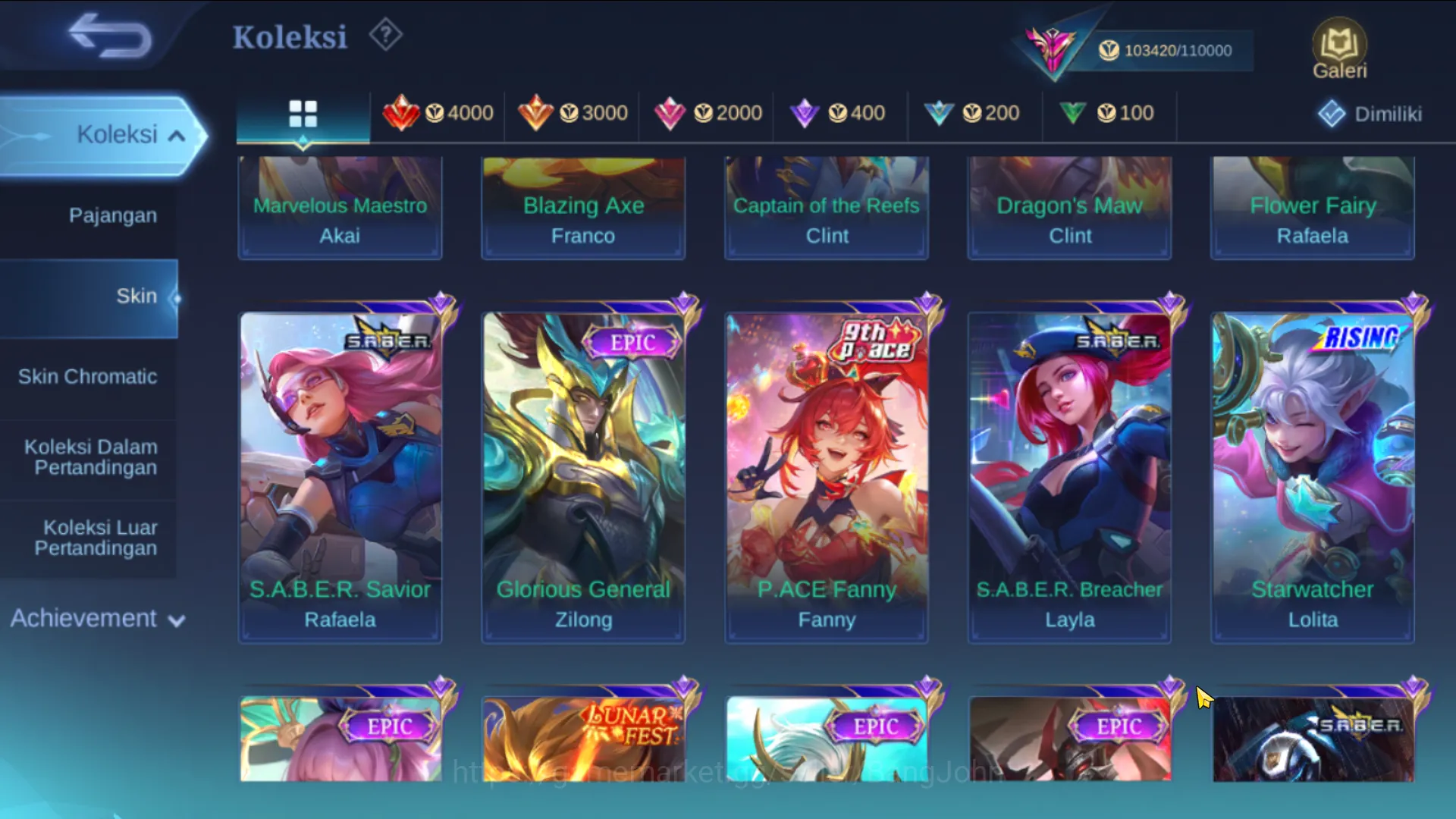 Mobile Legends: Bang Bang Accounts hero 131, skin 382 | legend gusion, kof aurora,kar image 10