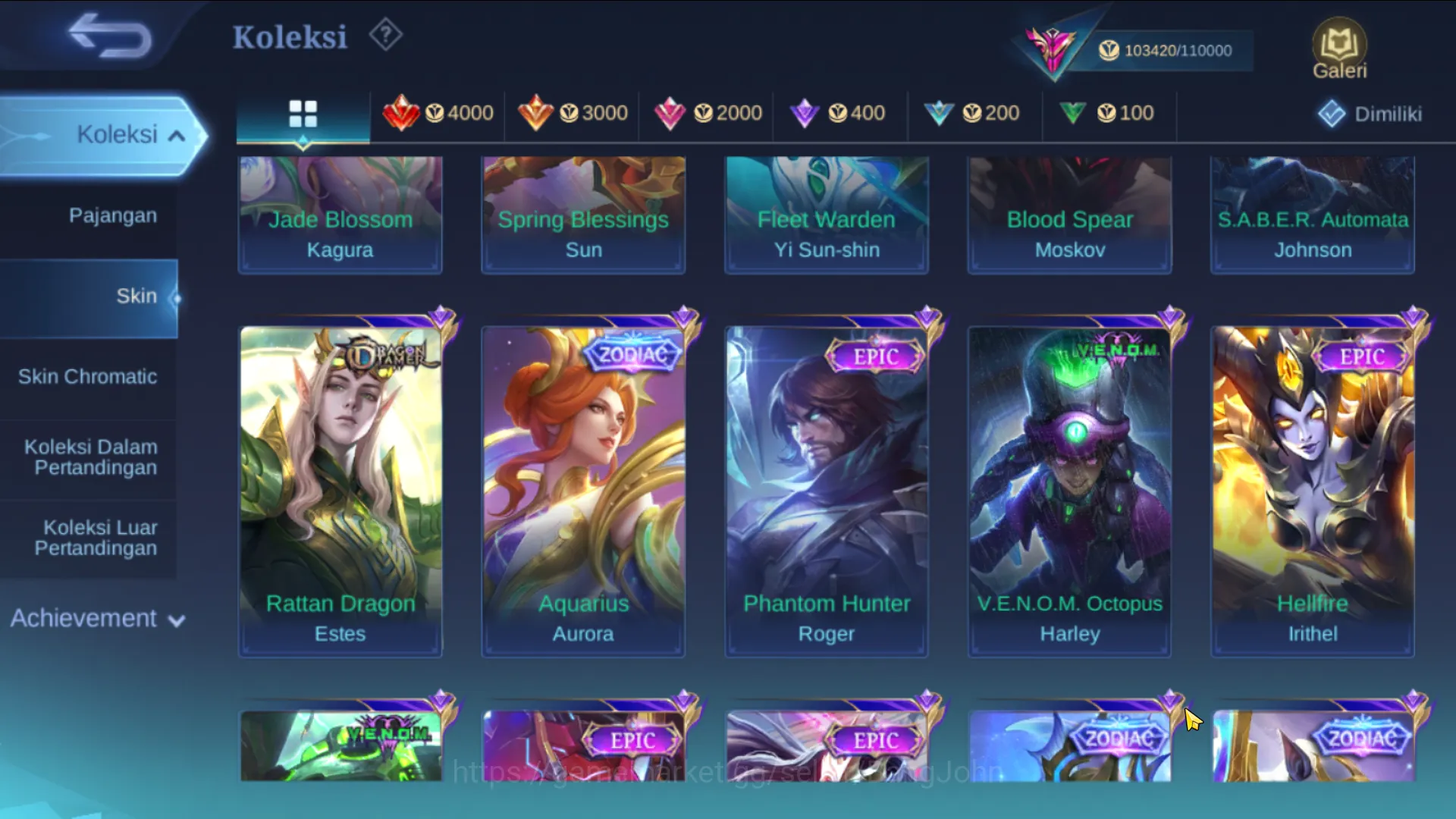 Mobile Legends: Bang Bang Accounts hero 131, skin 382 | legend gusion, kof aurora,kar image 12
