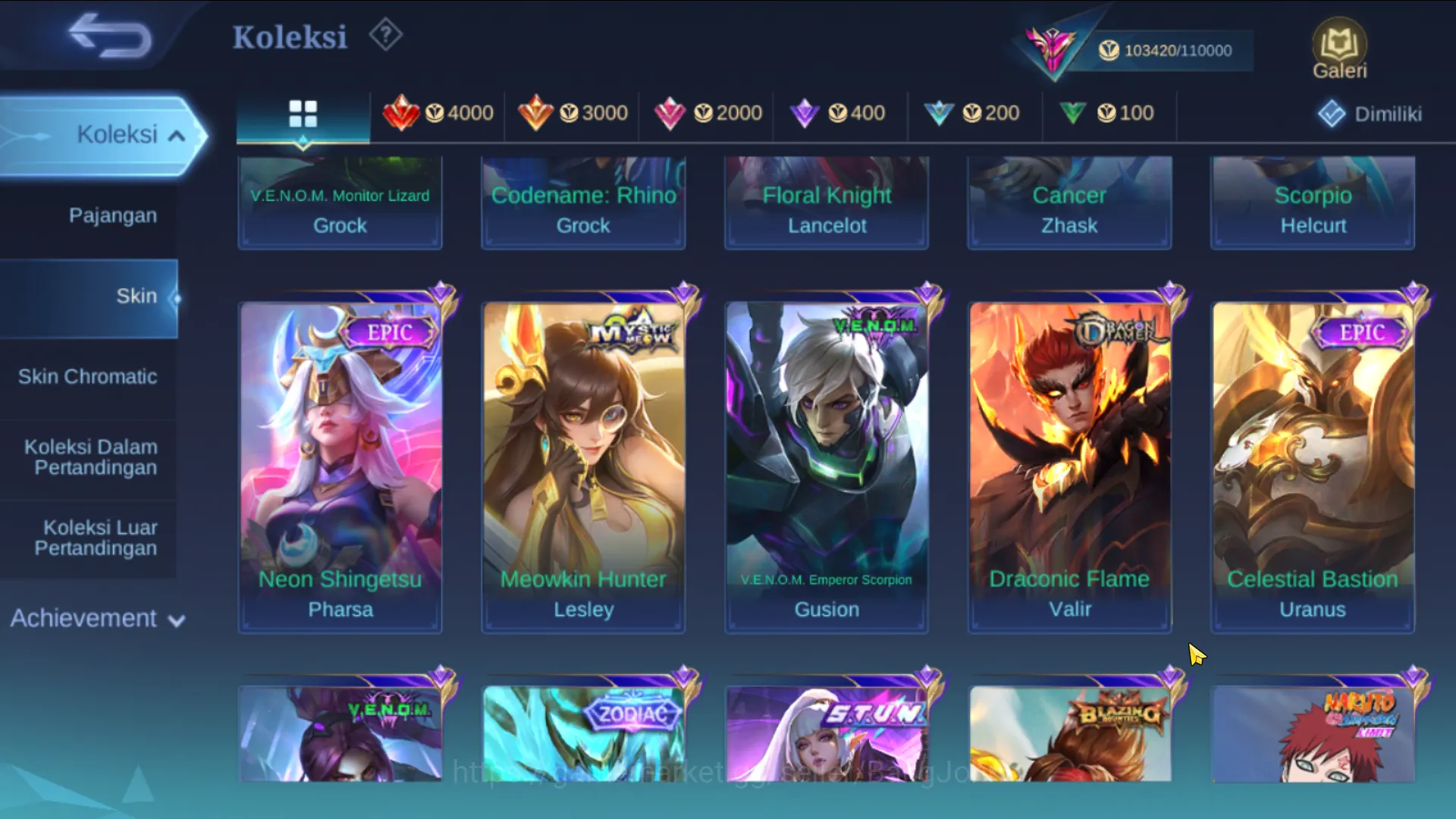 Mobile Legends: Bang Bang Accounts hero 131, skin 382 | legend gusion, kof aurora,kar image 14