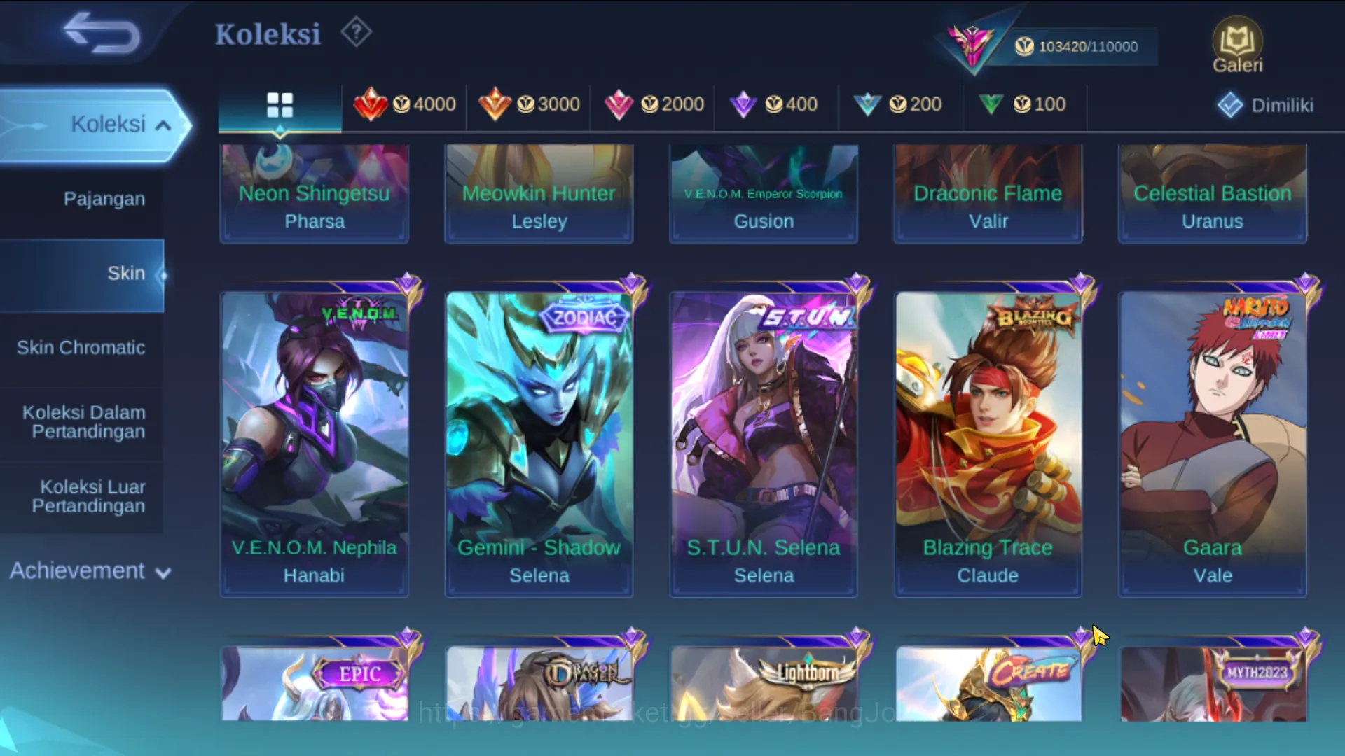 Mobile Legends: Bang Bang Accounts hero 131, skin 382 | legend gusion, kof aurora,kar image 15