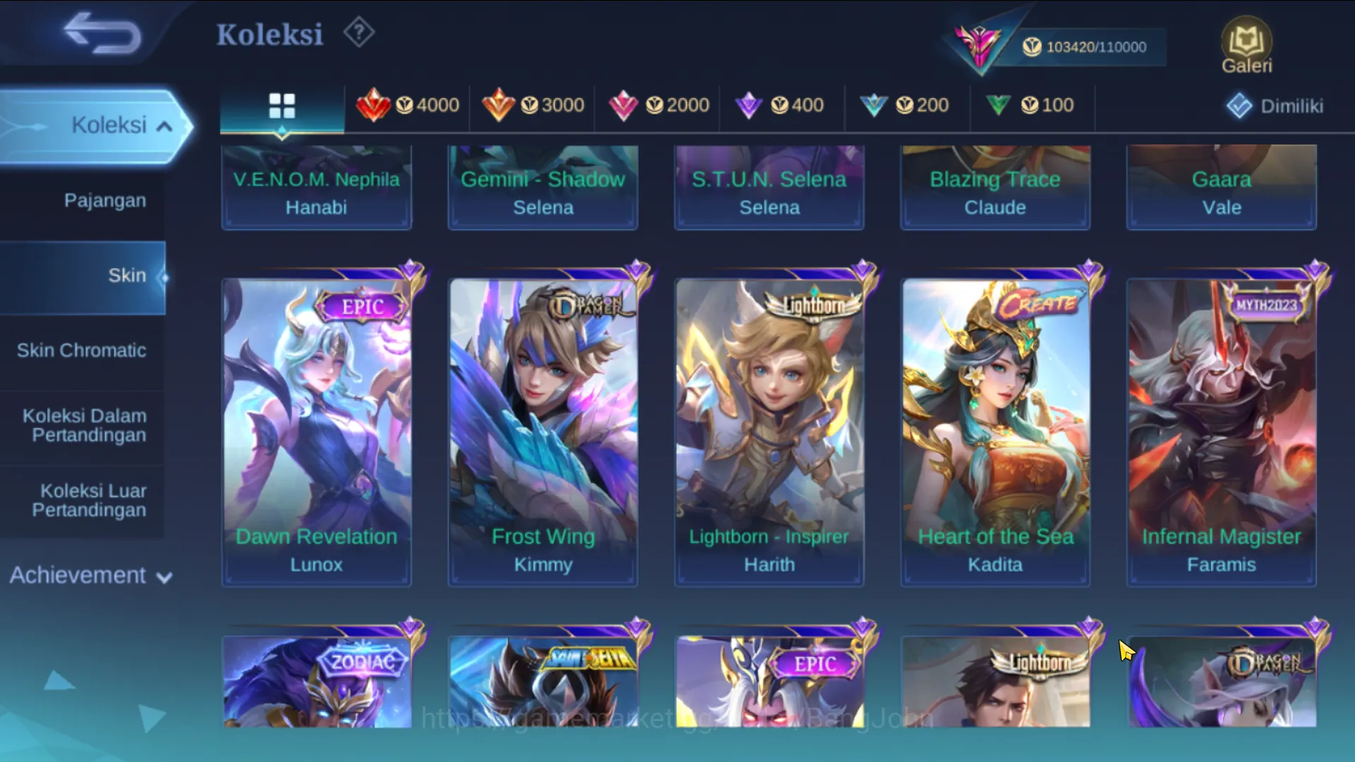 Mobile Legends: Bang Bang Accounts hero 131, skin 382 | legend gusion, kof aurora,kar image 16
