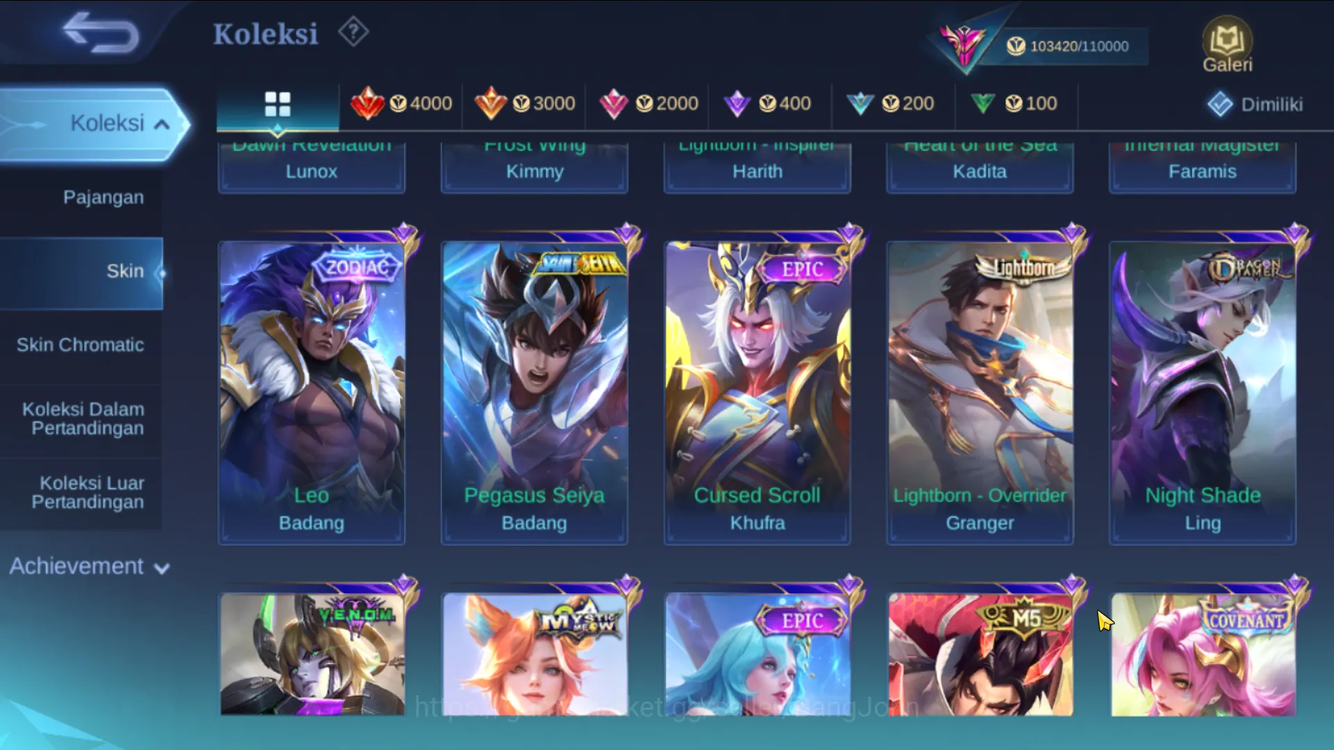Mobile Legends: Bang Bang Accounts hero 131, skin 382 | legend gusion, kof aurora,kar image 17