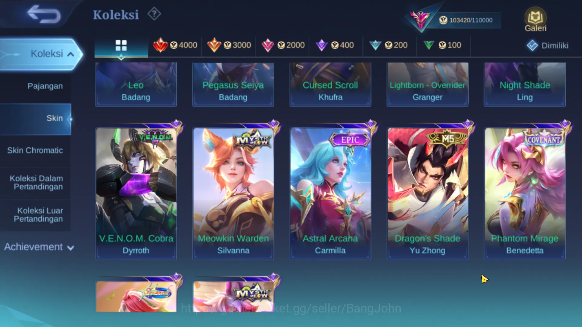 Mobile Legends: Bang Bang Accounts hero 131, skin 382 | legend gusion, kof aurora,kar image 18
