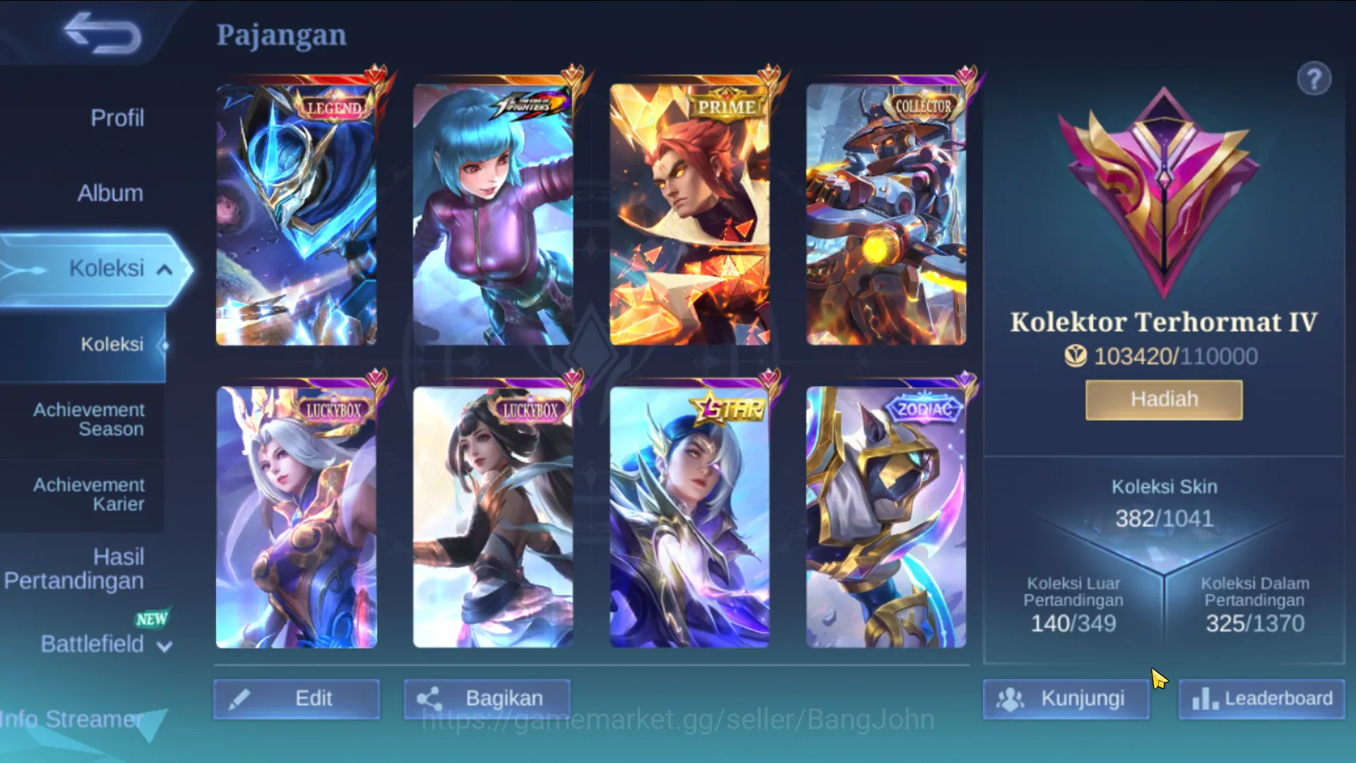 Mobile Legends: Bang Bang Accounts hero 131, skin 382 | legend gusion, kof aurora,kar image 2