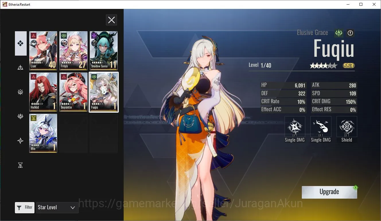 Etheria: Restart Accounts Mid‑Tier Global-S9| 7 SSR (Fuqiu[P1],Shadow Sania,Beyontin,Freya,Hellkid,Mio,etc)+24SR 4