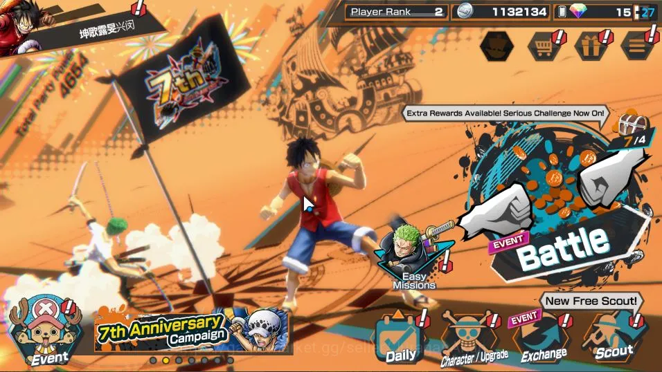 Global| 3 META EX |GFive MD Luffy,BPirates Kuzan, Onigashima Roronoa Zoro |Rank 2|Log Bandai|Check SS(OPBR1429) One Piece Bounty Rush Accounts Starter Global| 3 META EX |GFive MD Luffy,BPirates Kuzan, Onigashima Roronoa Zoro |Rank 2|Log