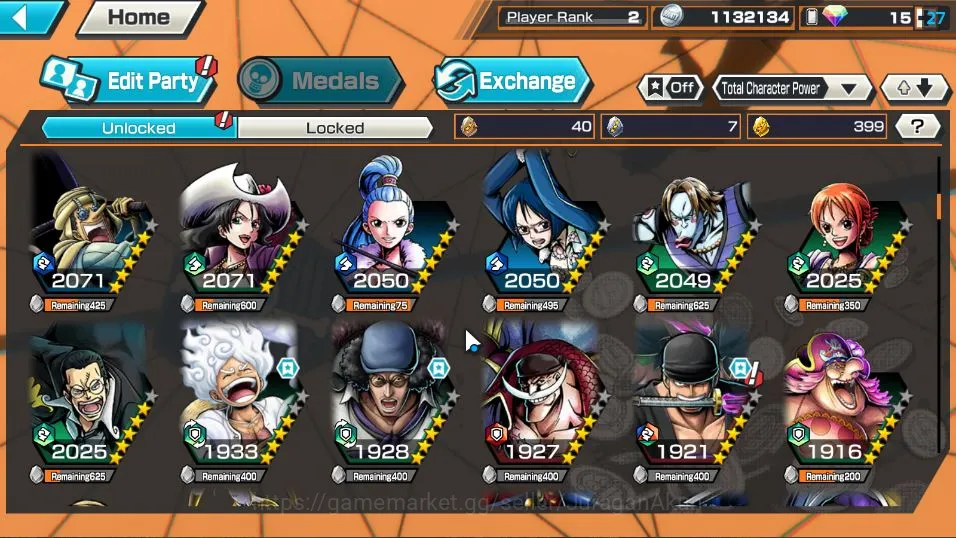 One Piece Bounty Rush Accounts Starter Global| 3 META EX |GFive MD Luffy,BPirates Kuzan, Onigashima Roronoa Zoro |Rank 2|Log 6