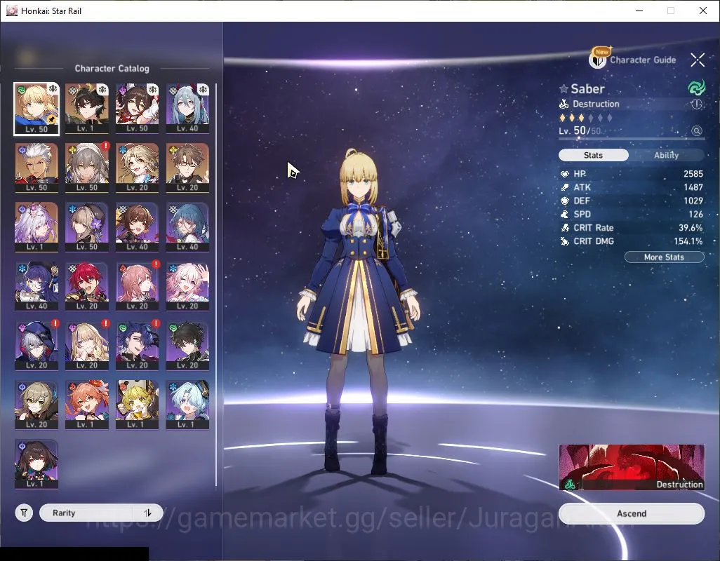 Honkai Star Rail Accounts Asia |TL 38|4 limited|Saber,Dante,Castorice,Archer image 5