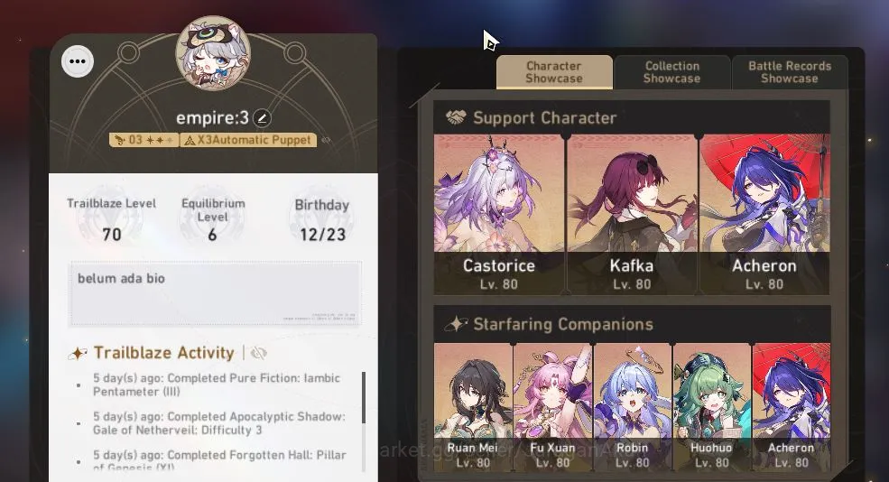 Honkai Star Rail End Game ASIA [TL70]14 Limited+ Sign [Acheron,Feixiao,Huo,A image 1