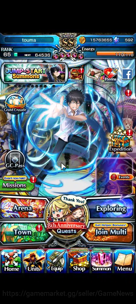 Global|Rank 65|11 Ascend|ToumaTW,KirisameTW,WH FenTW,AcceleratorTW,ShunaTW,PlatinaTW,Chloe,Rin&Luv,Etc|Lpot 370|Check SS(GS1890) Grand Summoners Mid-Game Global|Rank 65|11 Ascend|ToumaTW,KirisameTW,WH Fen image 1
